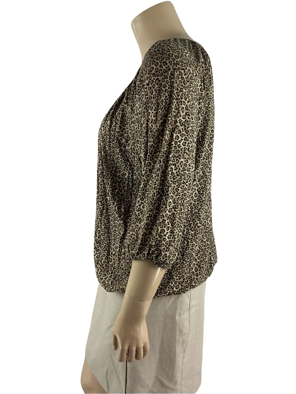 MICHAEL Michael Kors Leopard Peasant Blouse Plus Size 2X Casual - Picture 5 of 8